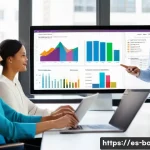 비즈니스 애널리스트 직무 개선 - A modern office setting with a diverse group of professionals collaborating around a large digital t...