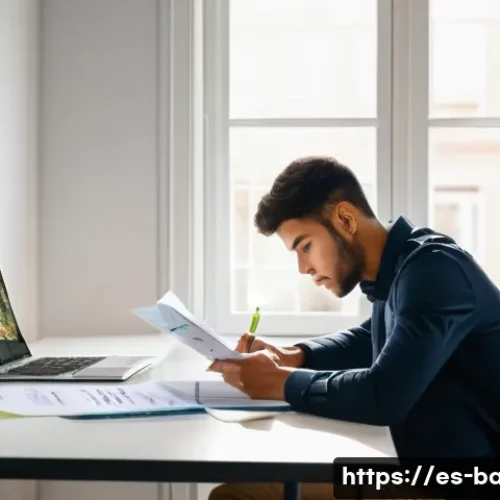비즈니스 애널리스트 자격증 시험 일정 - A modern home office scene showing a focused young professional studying for a business analyst cert...