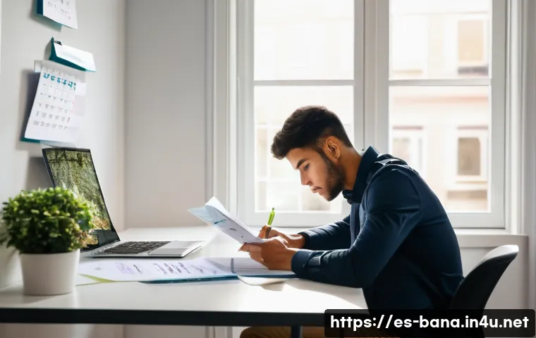 비즈니스 애널리스트 자격증 시험 일정 - A modern home office scene showing a focused young professional studying for a business analyst cert...